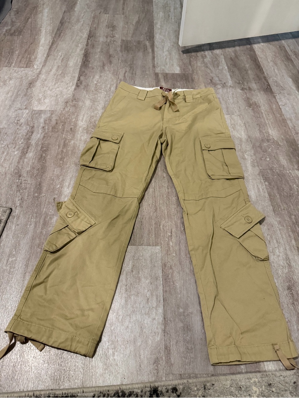 Match Men's Olive-Tan Cargo Pants with Utility Pockets
